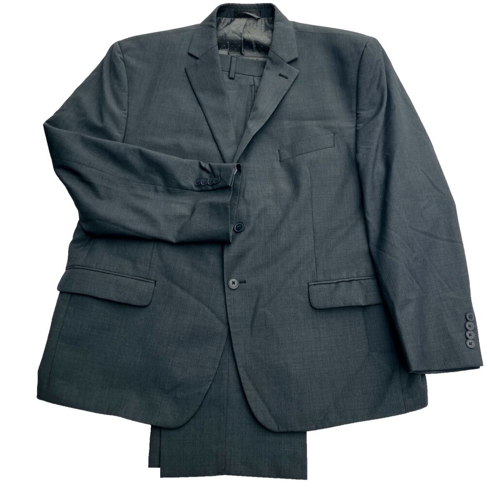 Michael Strahan Collection Suit Wool Bld 2 Vent 48 S Pants 42 Flat No Cuff Gray